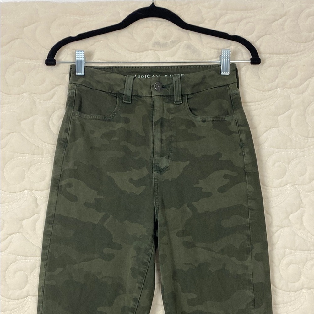 American Eagle Curvy Super Hi-rise Jeggings in Green Camo Size 4 Regular